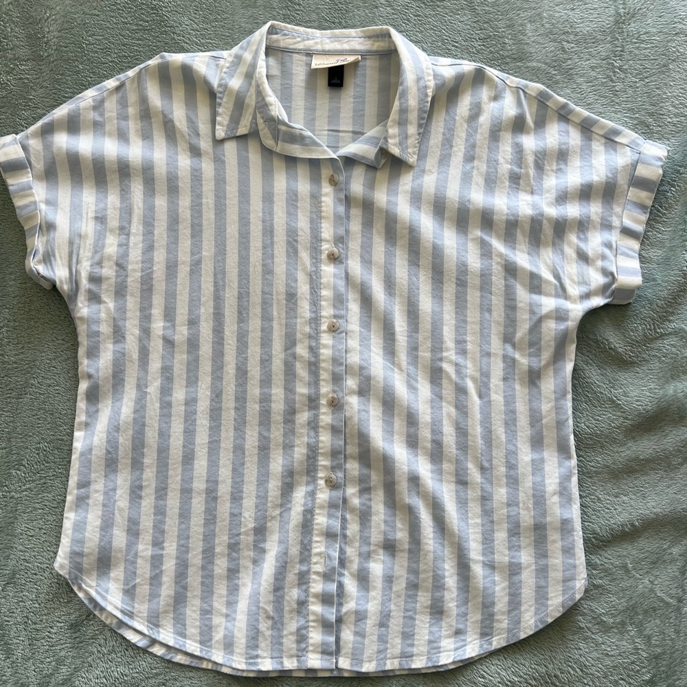 Blue and White Striped Button Down